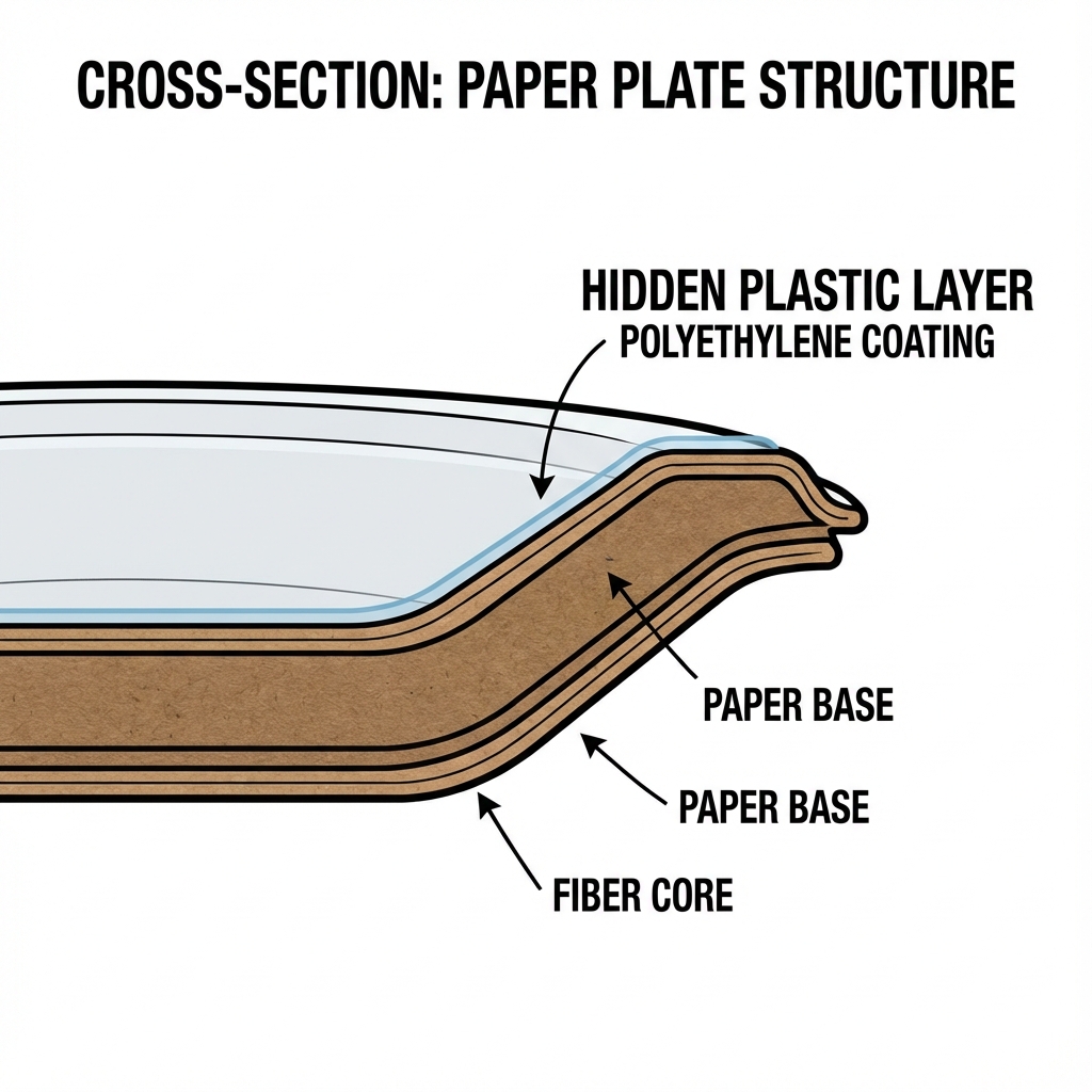 Paper plate with plastic coating