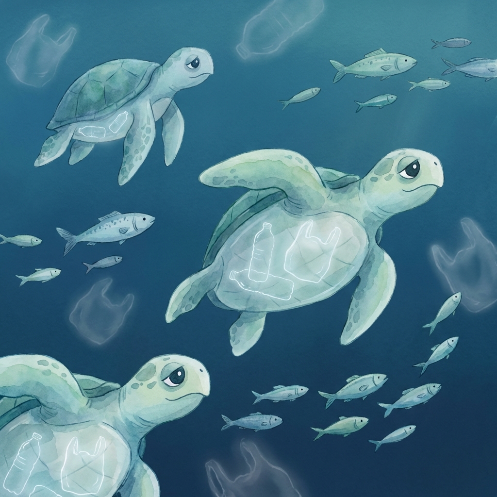 Marine life affected by plastic