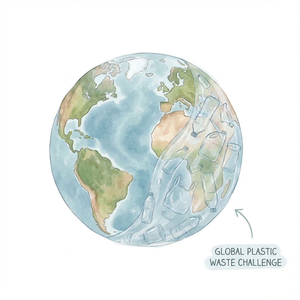 Earth with plastic waste