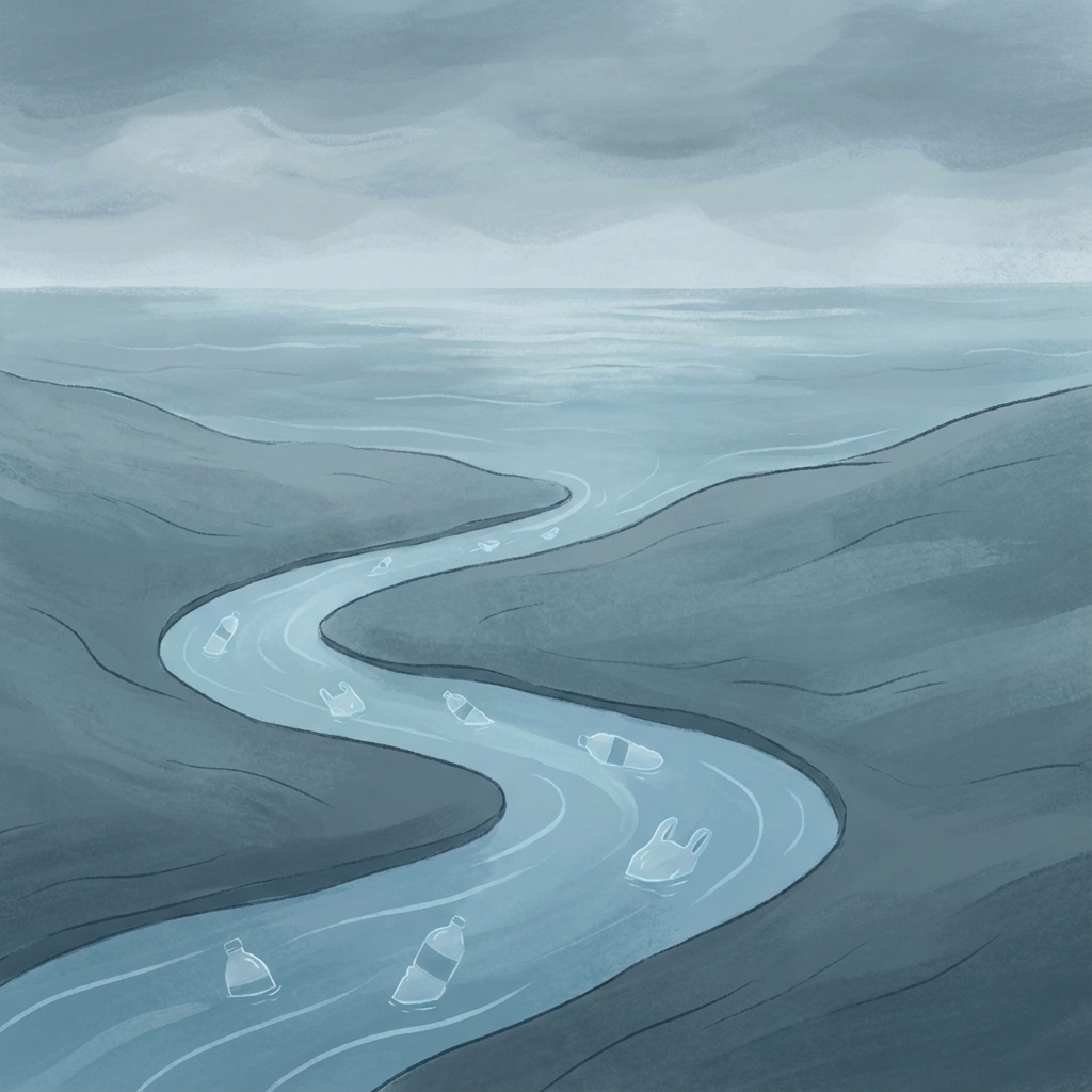 River flowing to ocean